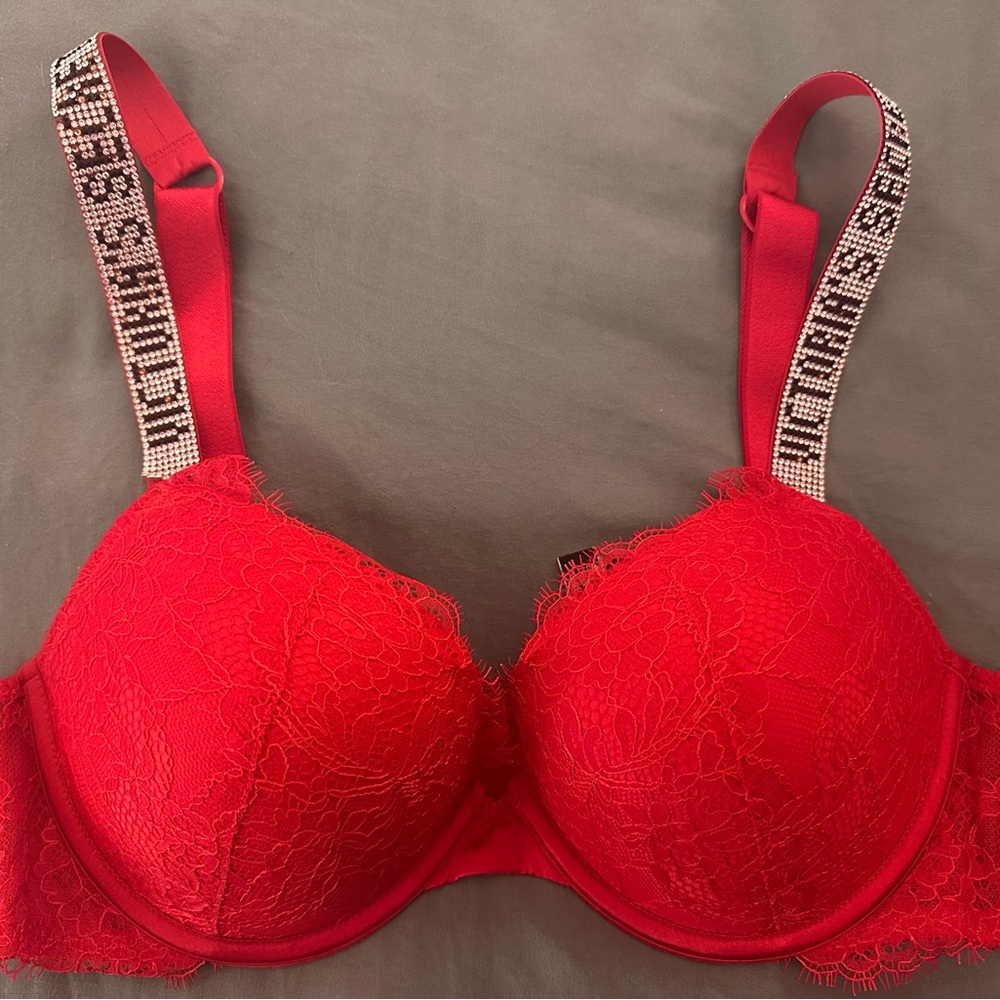 very sexy rhinestone push up bra